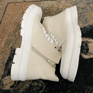 Women's Beige High-Top Sneakers